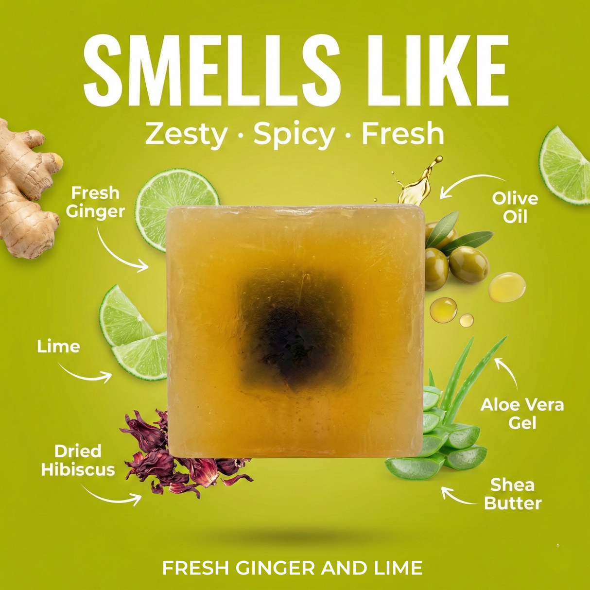 Gingembre frais et citron vert - Savon coupé à la main