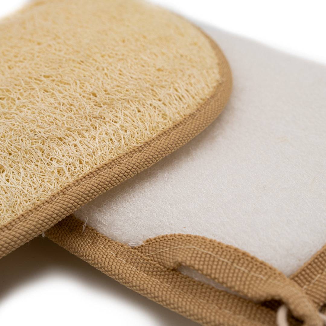 Loofah Bath Glove with Soft Terry Cotton