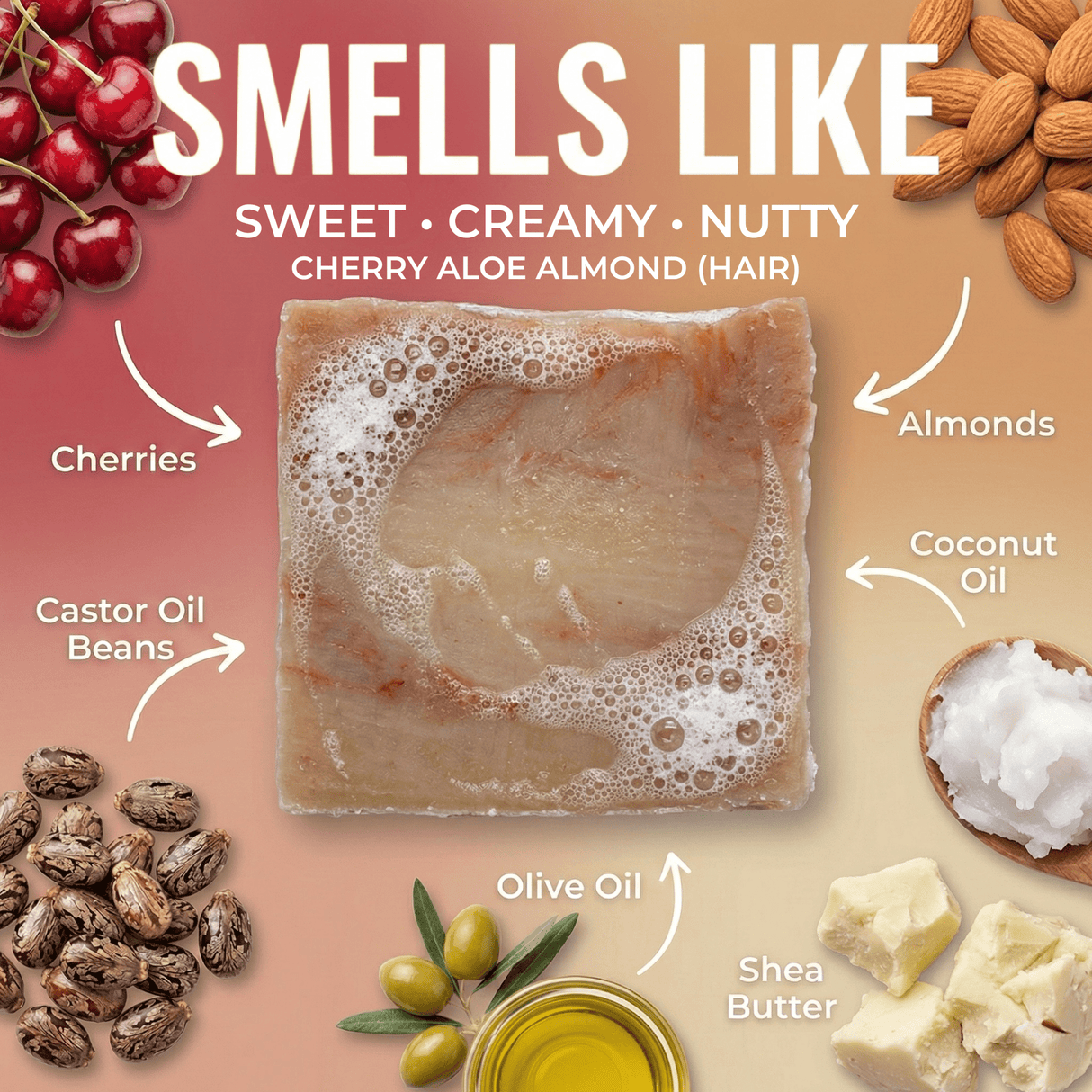 Cherry Aloe Almond (Hair) - Hand Cut Soap - Sampson Eco Shop
