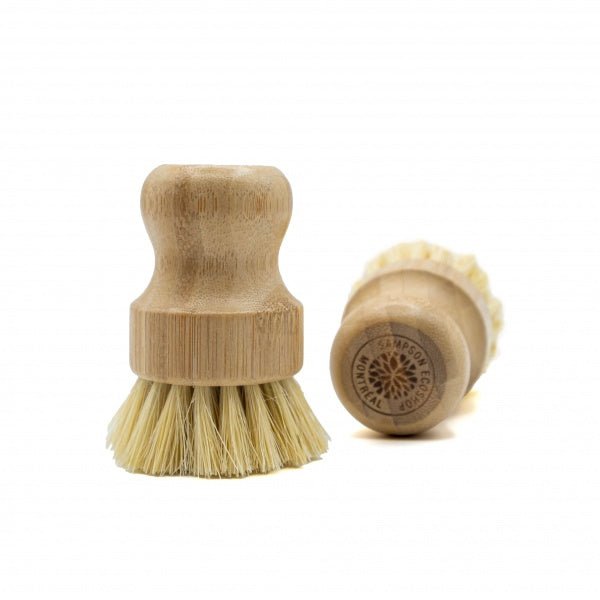 Natural Bamboo Wood Sisal Bristle Pot Dish Brush
