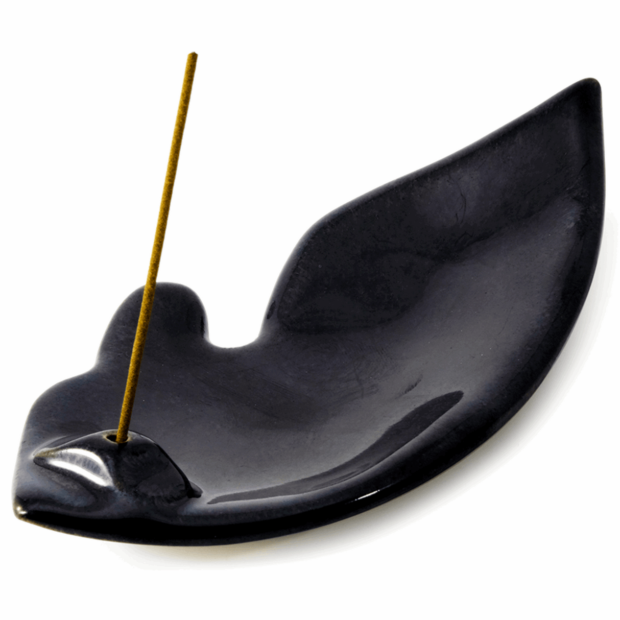 Obsidian Leaf Incense Holder