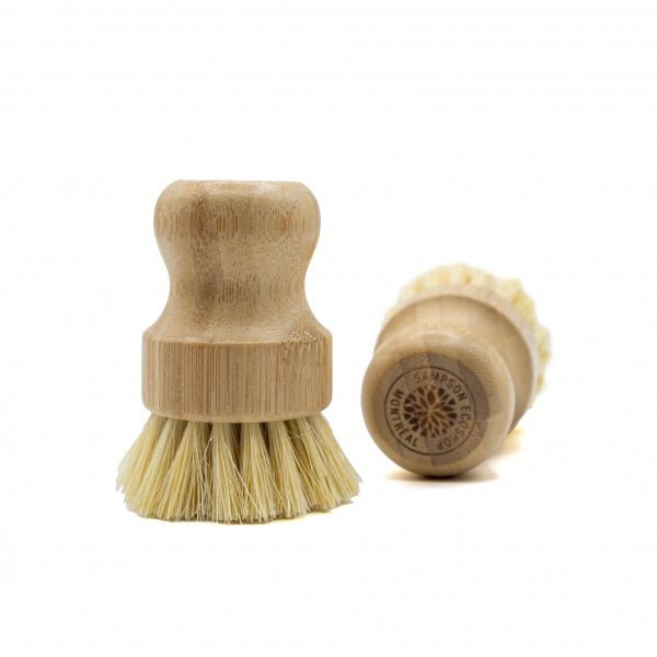 Natural Bamboo Wood Sisal Bristle Pot Dish Brush - Sampson Eco Shop
