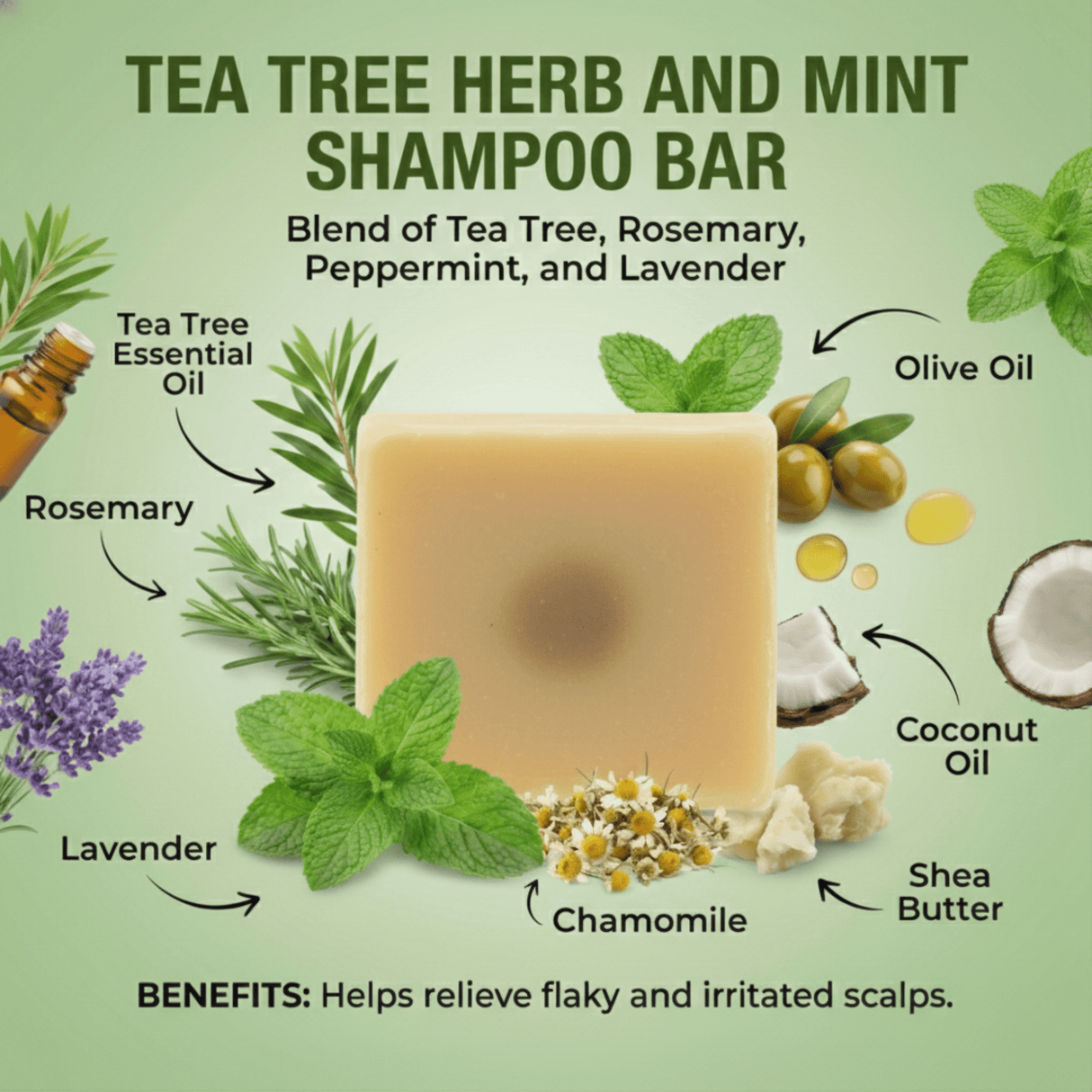 Tea Tree Herb and Mint (Hair) - Hand Cut Soap - Sampson Eco Shop