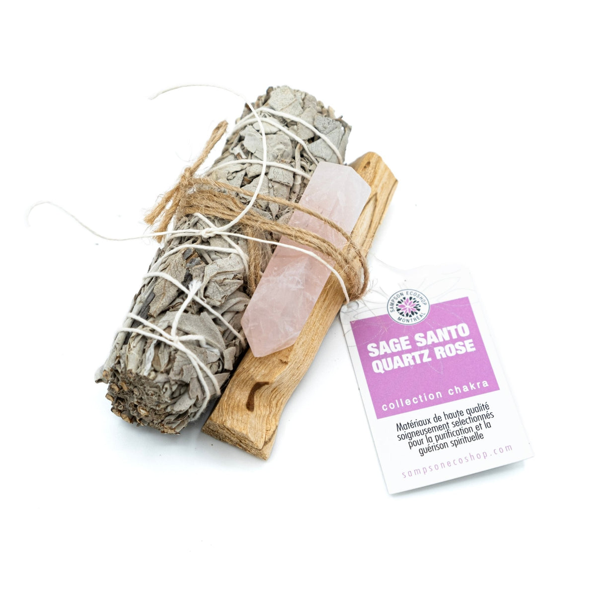 White Sage, Palo Santo & Crystal Cleansing Ritual Kit - Sampson Eco Shop