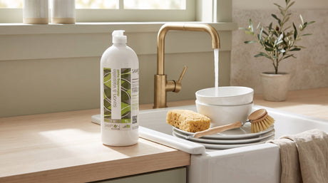 Sampson Eco Dish Soap in a fragrance-free kitchen setting