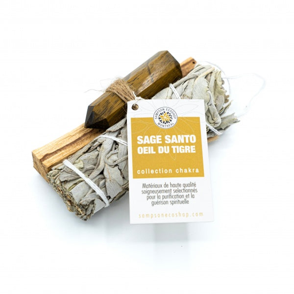 Sage, Palo Santo & Tiger Eye Crystal Kit