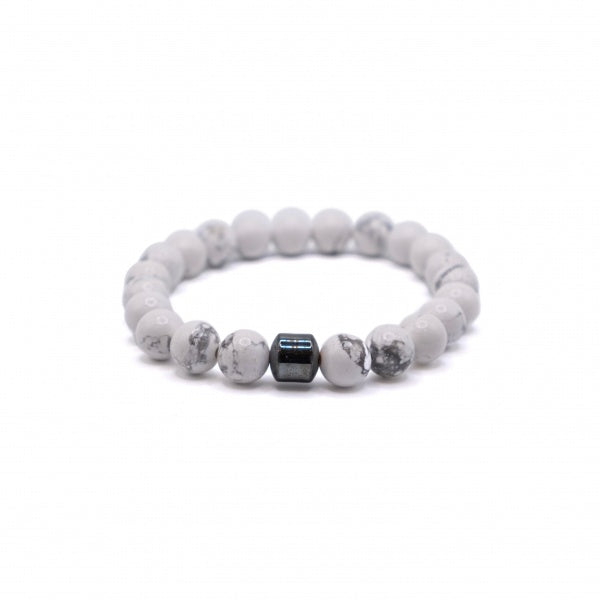 White Stone Bracelet with Hematite Stone