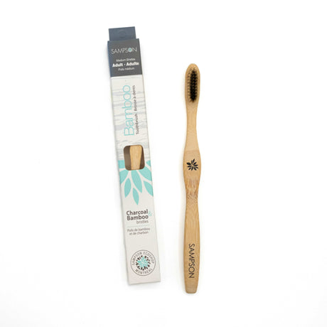 Bamboo Toothbrush with Charcoal and Bamboo Fibres