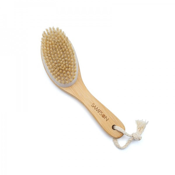 Brosse corporelle sèche en bambou avec manche incurvé