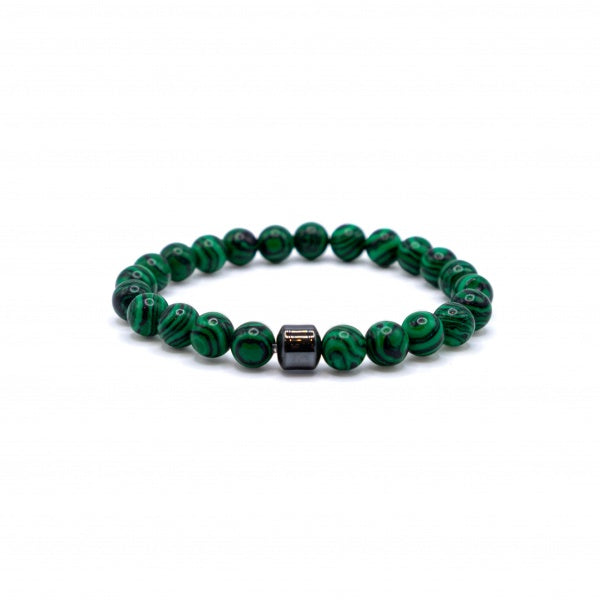 Bracelet Malachite Verte avec Pierre Hématite