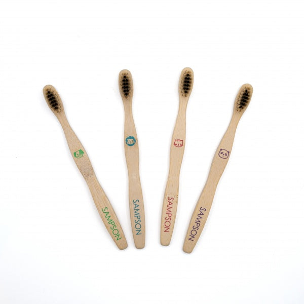 Brosse à dents en bambou pour enfants avec poils de charbon et de bambou