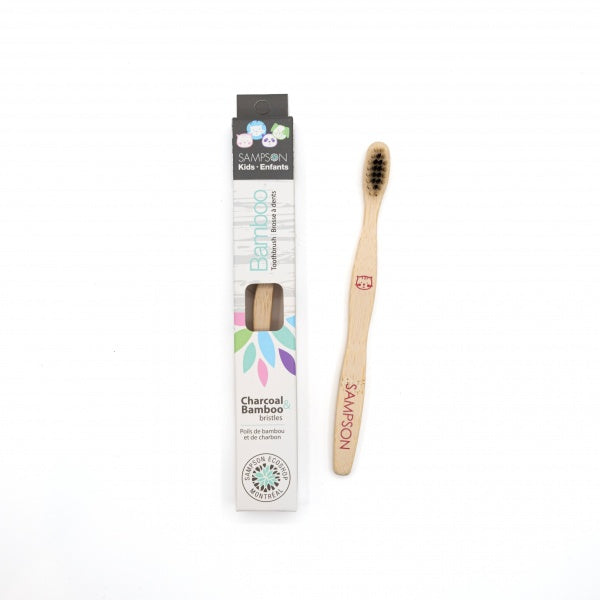 Kids Bamboo Toothbrush with Charcoal & Bamboo Bristles