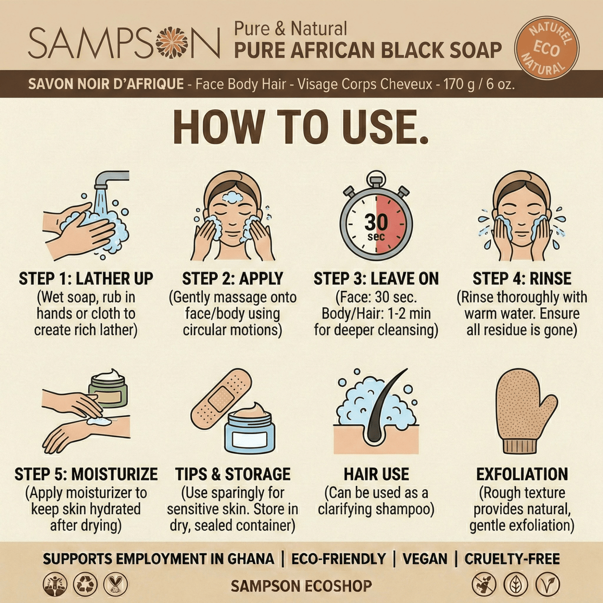 African Black Soap - Sampson Eco Shop