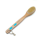 Natural Wood Bristle Back Scrubber Brush with Long Handle