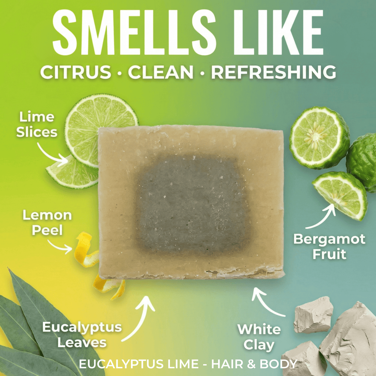 Eucalyptus Lime Hair Body and Beard - Hand Cut Soap - Sampson Eco Shop