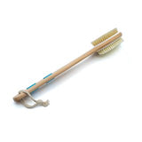 Natural Wood Bristle Back Scrubber Brush with Long Handle