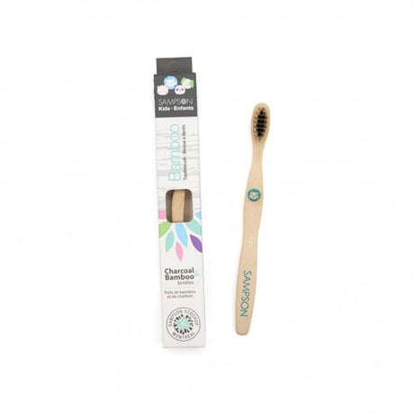 Kids Bamboo Toothbrush with Charcoal & Bamboo Bristles - Sampson Eco Shop