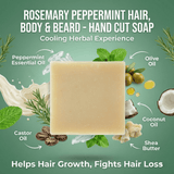 Rosemary Peppermint Hair, Body and Beard - Hand Cut Soap - Sampson Eco Shop