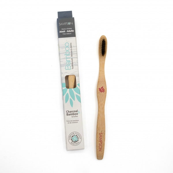 Bamboo Toothbrush with Charcoal and Bamboo Fibres